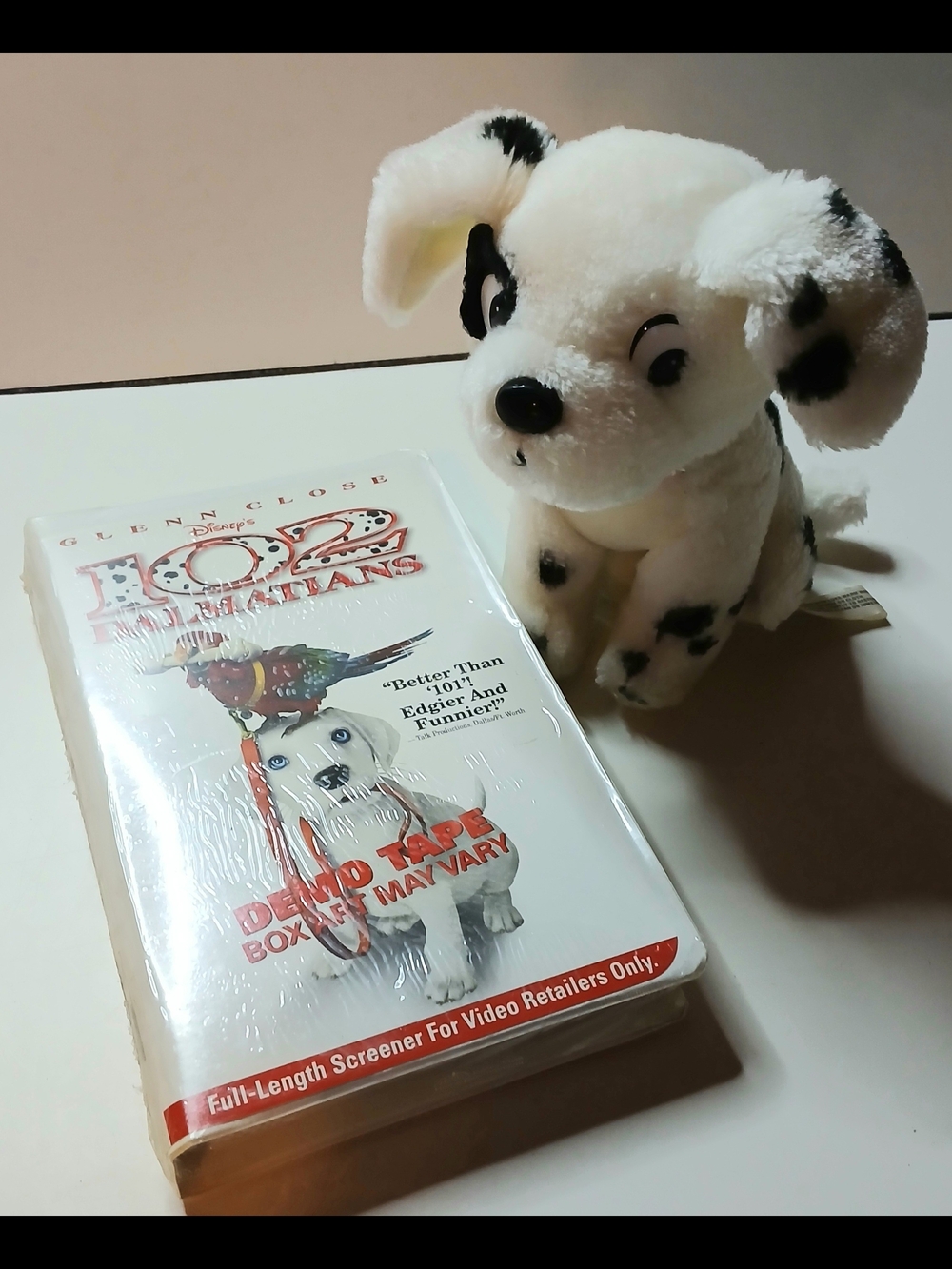 Disney Rare Demo tape of the 2000 film 102 Dalmatians, Screener W/Puppy Plush